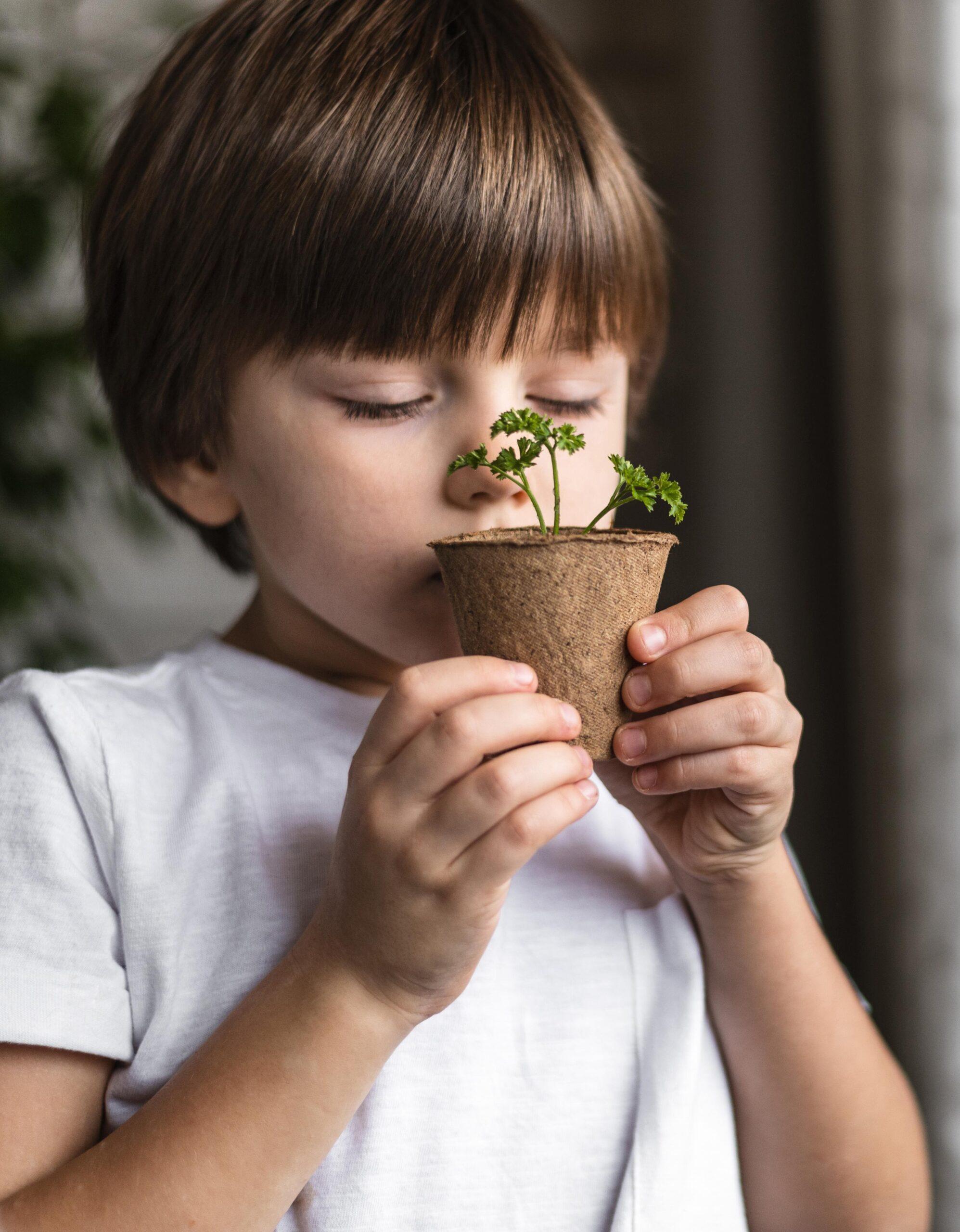 little-boy-odore-di-piante-vaso-casa